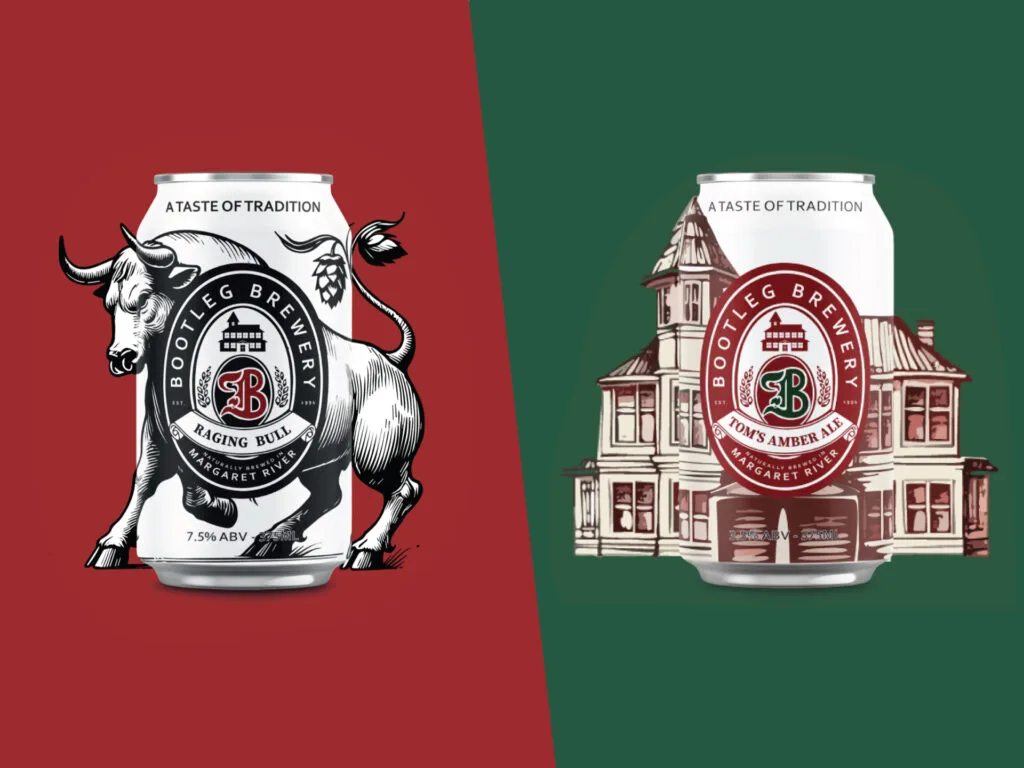Bootleg Brewery iconic top-quality beers Raging Bull and Tom's Amber Ale
